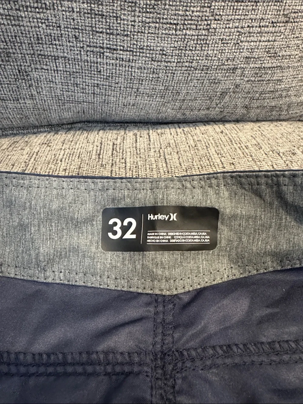 NWT Hurley Men's Navy Blue Board Shorts with Black Drawstring